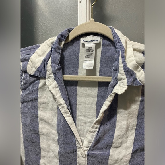 Tommy Bahama Blue and White Button Down Top - Picture 7 of 10